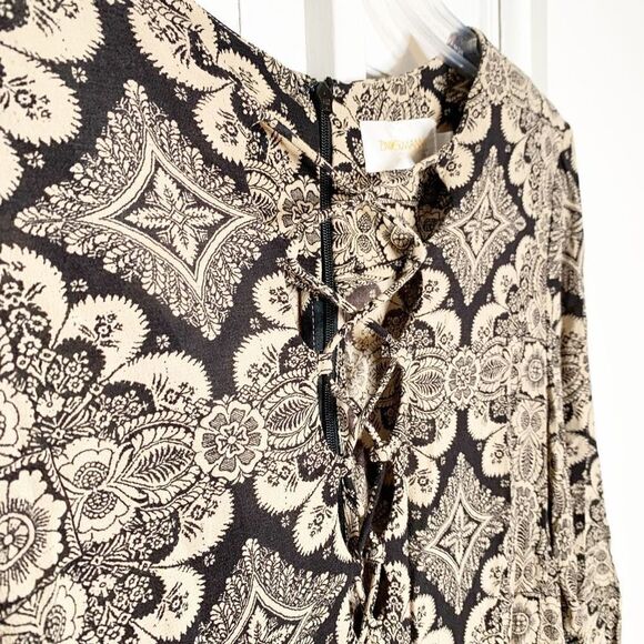 Zimmermann Women's Mini Shift Geometric Pattern Dress Sz 1 Lace Up Front Viscose - Picture 9 of 16